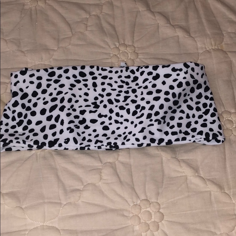 zaful speckled black and white bathing suit top